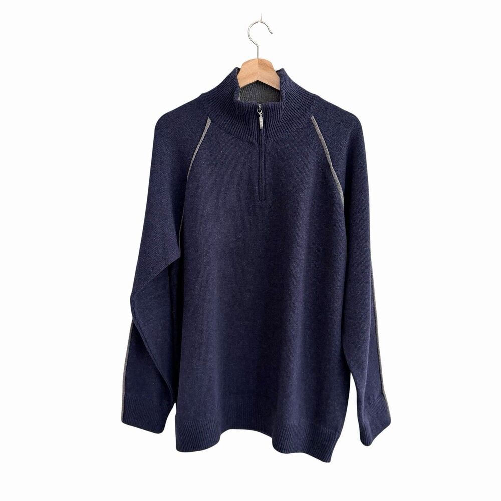 Bellwood Mens Wool Cashmere Blend 1/4 Zip Sweater Size L Quiet Luxury Old Money